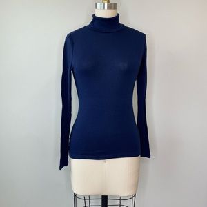 Lauren Ralph Lauren Petite Blue Turtleneck Blouse
